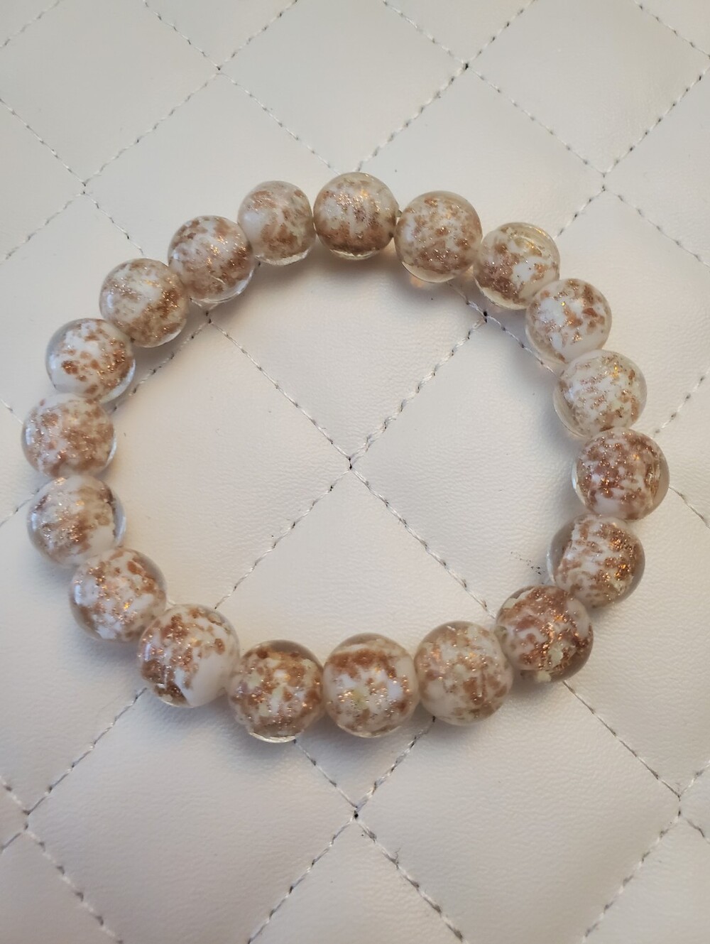 Glow In The Dark Stretch Bracelet - White With Gold Glitter